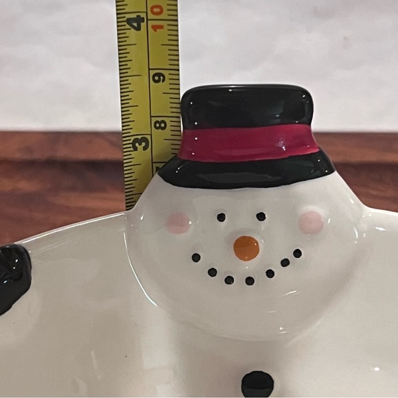 TWO (2) Magenta Ceramic Snowman Snack Bowls White/Black/Red - Picture 13 of 15